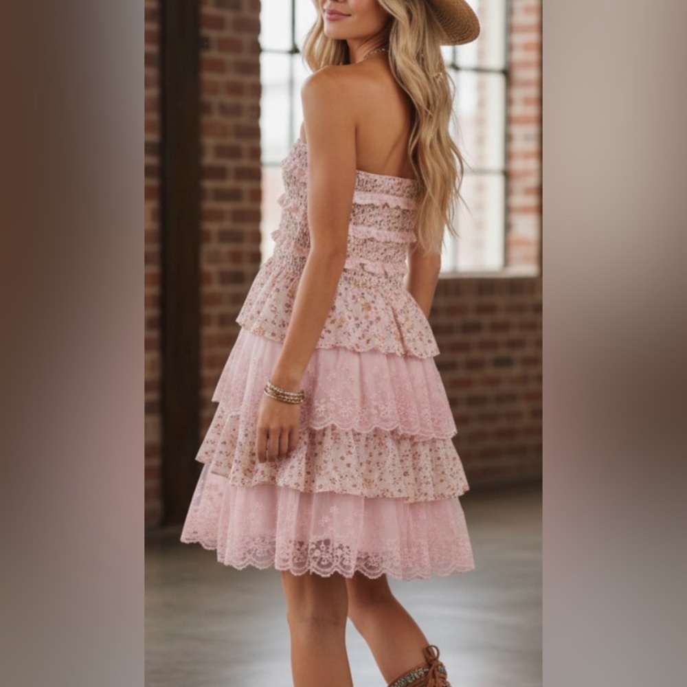 NWT Listicle Floral and Lace Boho Convertible Smocked Dress or Midi Skirt - Picture 3 of 10